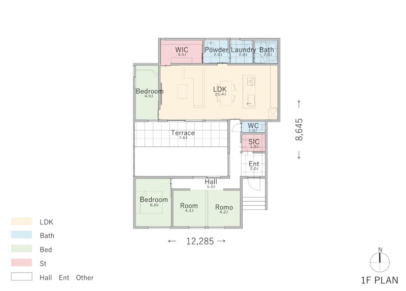 実例①リビングや寝室に明るい光を届ける中庭