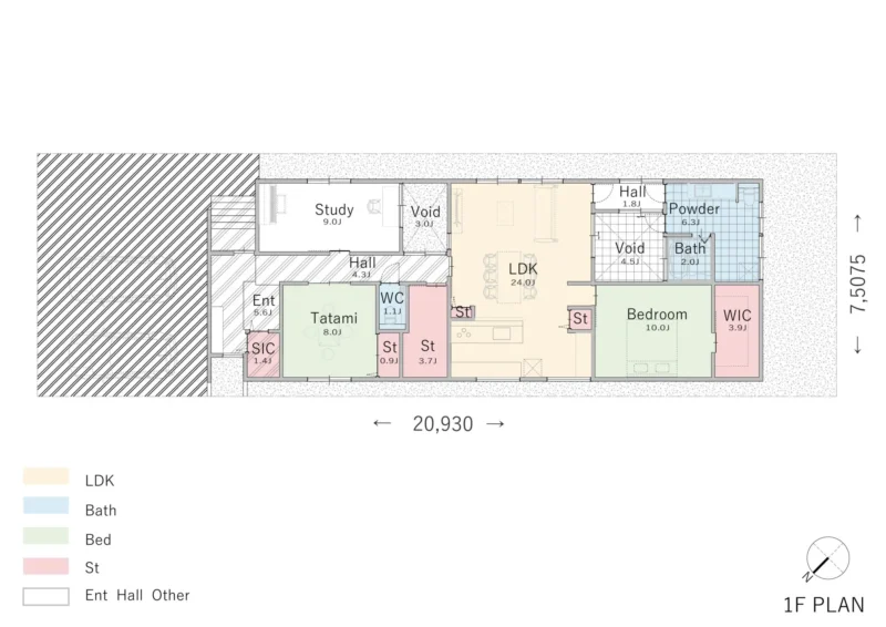 【3LDK】夫婦2人の暮らしに最適な書斎付きの平屋