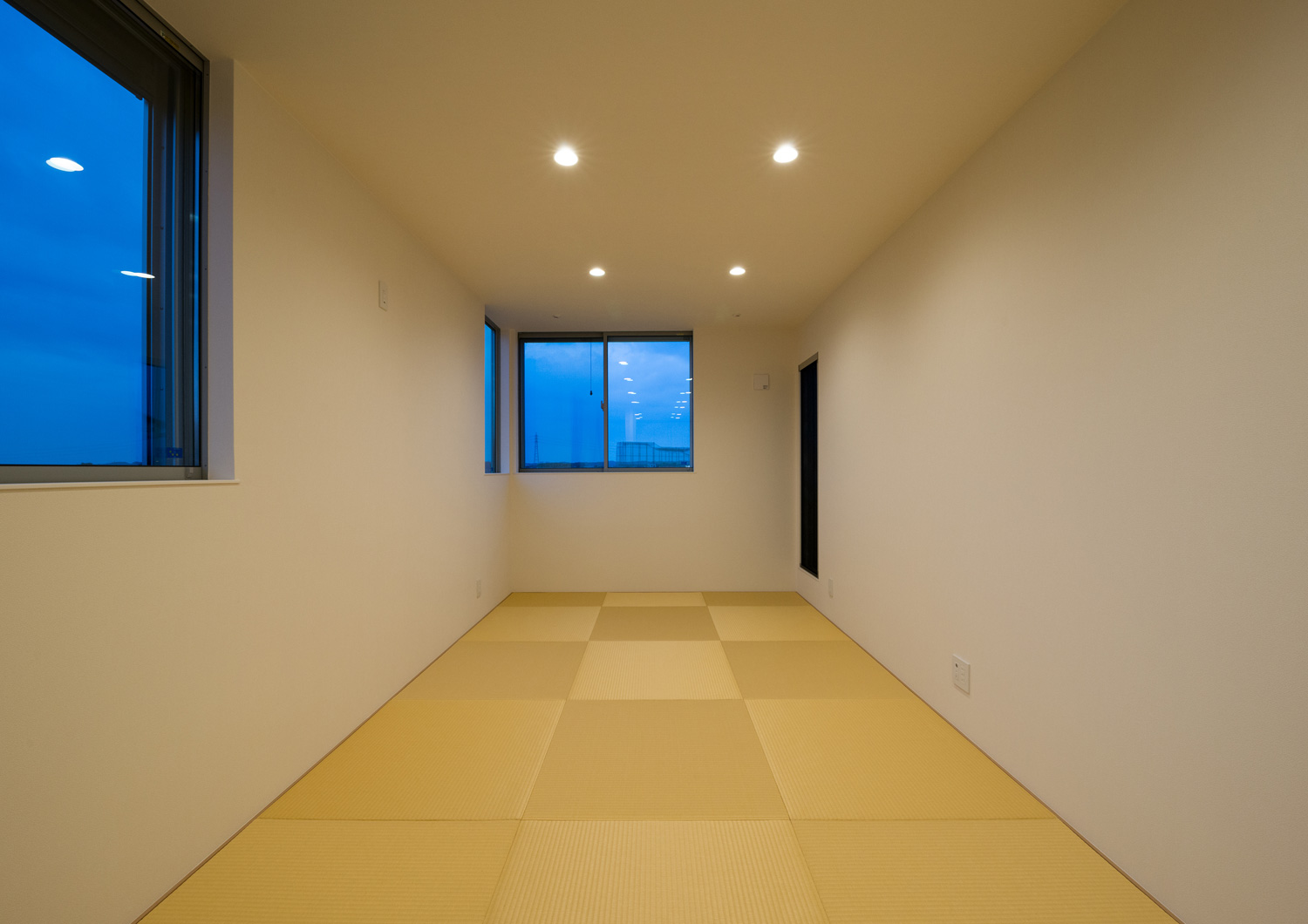 ダウンライトが設けられた琉球畳の和室・デザイン住宅 注文住宅・デザイン住宅建築実例_『CASE650 景色を持つ家』_和室