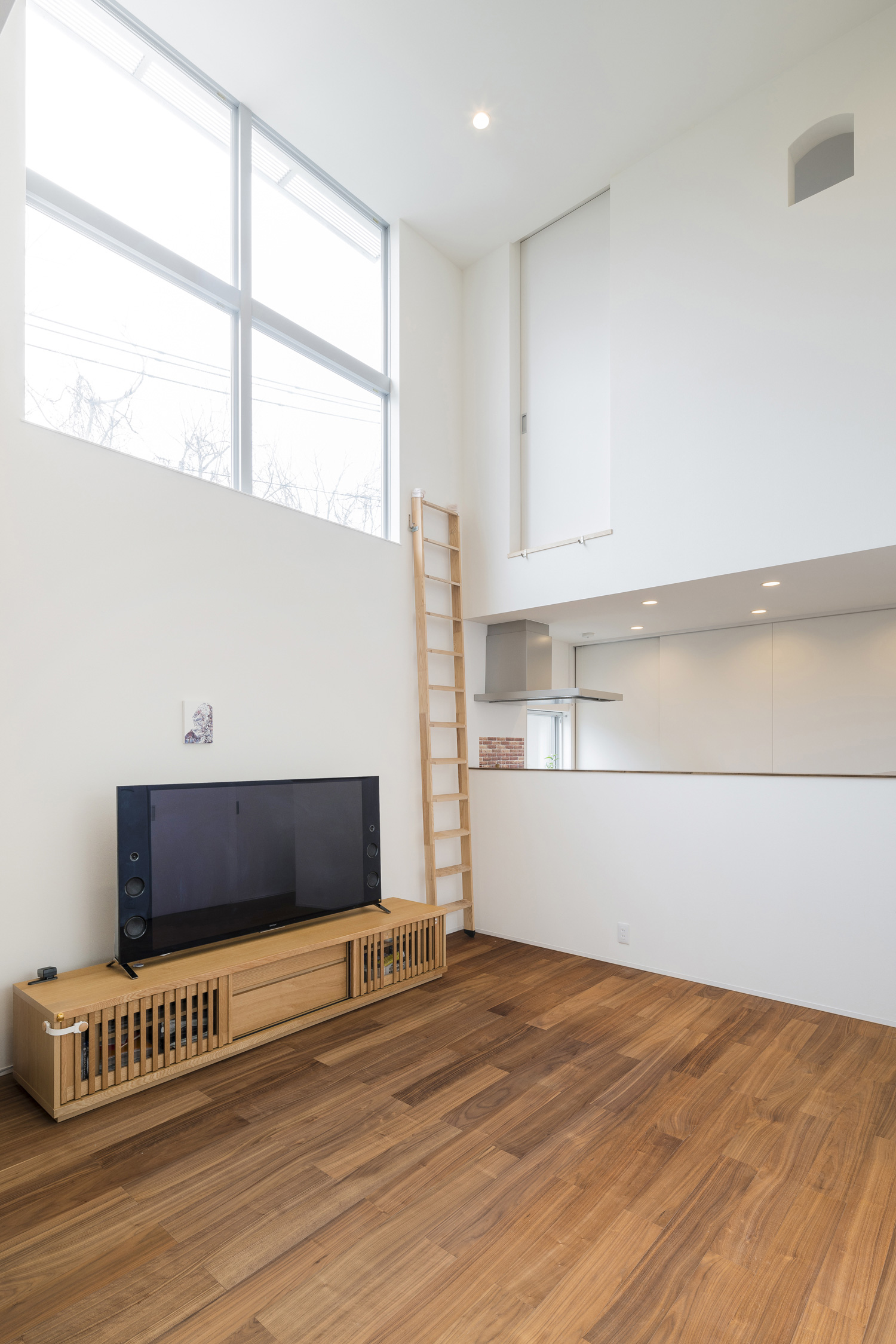 LDKから二階の部屋まで梯子を掛けて移動できるようにしたデザイン・デザイン住宅 注文住宅・デザイン住宅建築実例_『CASE578 volume』_LDK