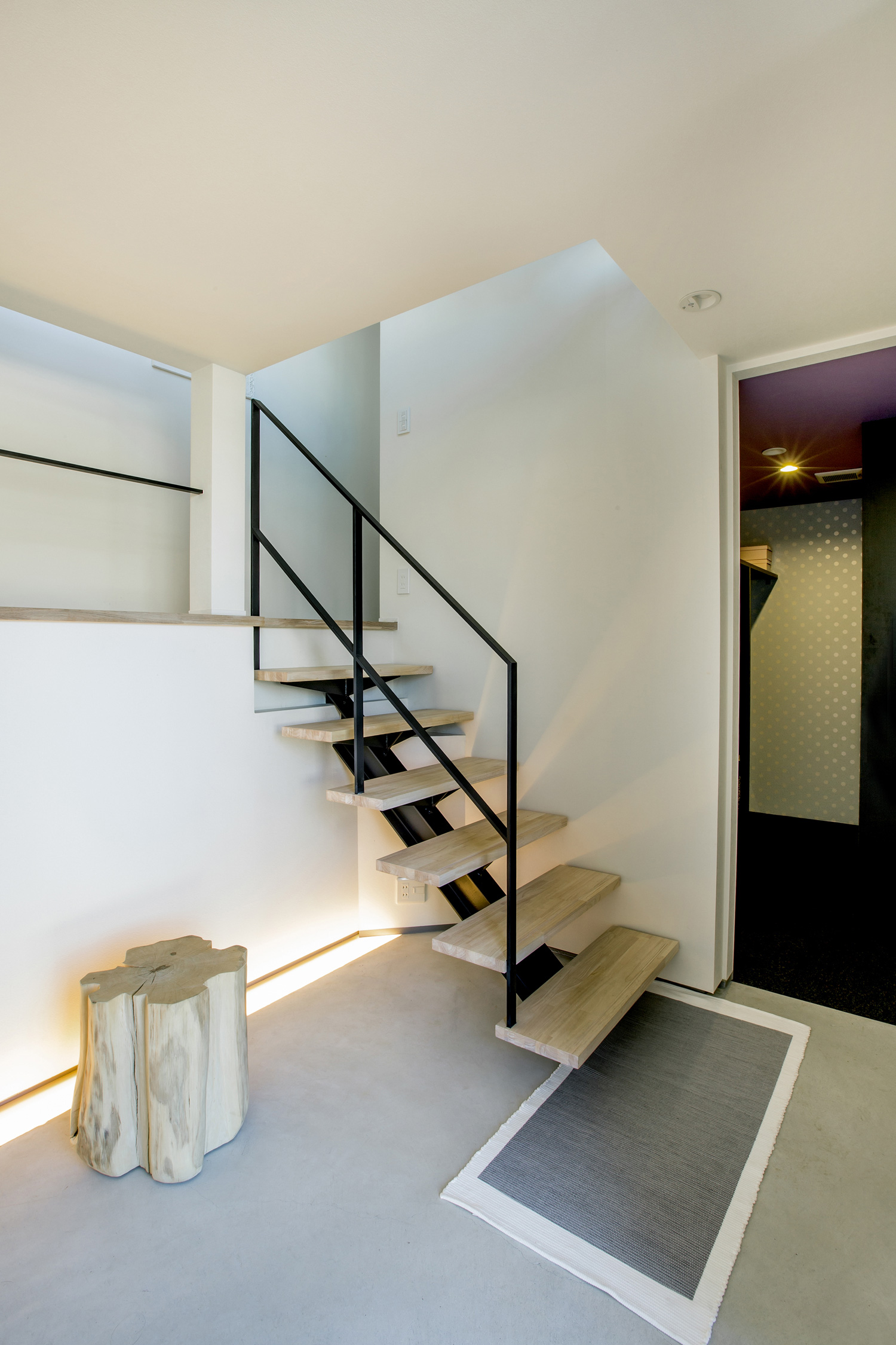 スケルトン階段で繋がったスキップフロア・デザイン住宅 注文住宅・デザイン住宅建築実例_『CASE614 『Skip』』_玄関