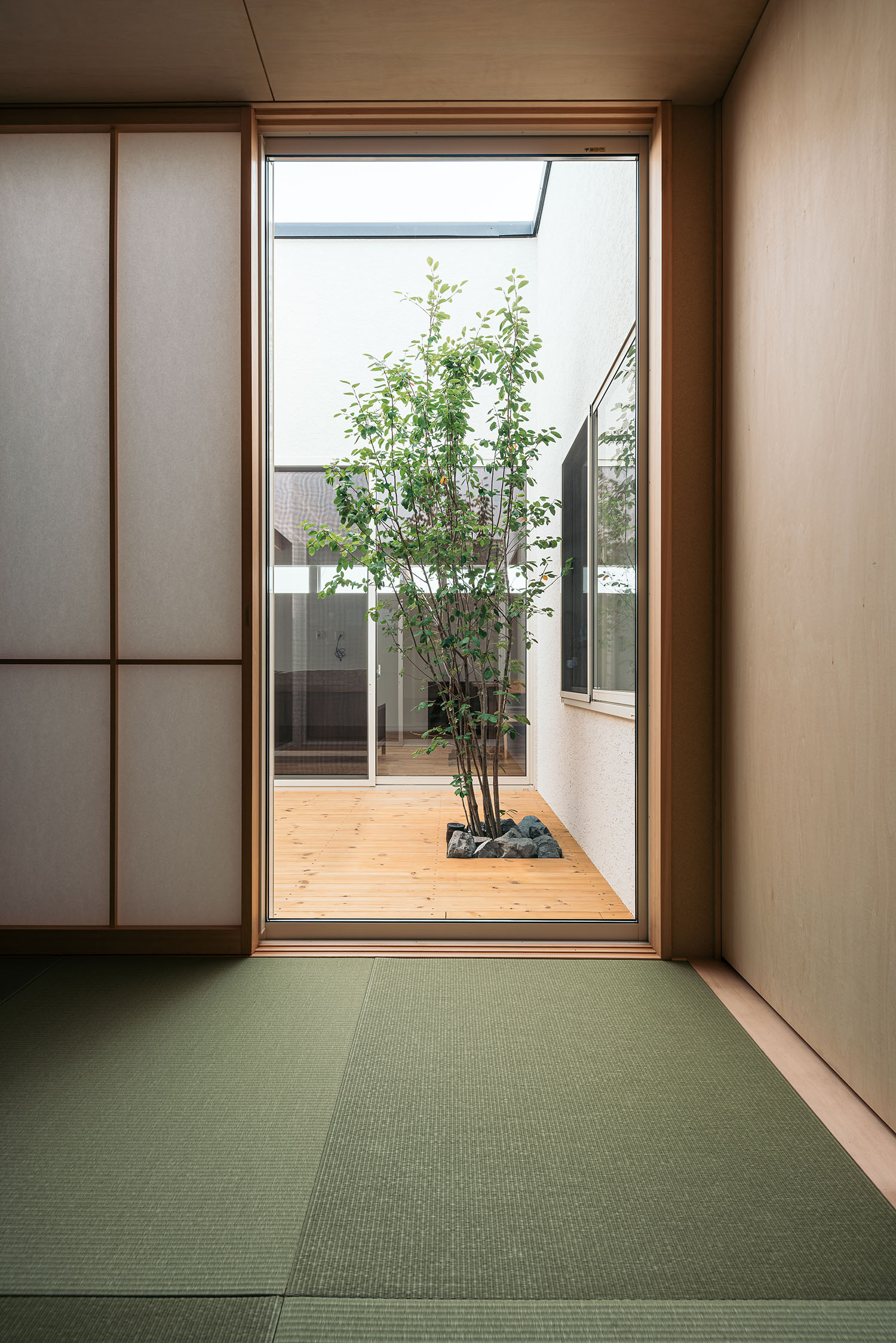 注文住宅・和室・琉球畳・中庭が見える・モダン・平屋 注文住宅・デザイン住宅建築実例_『CASE721 落ち着きのある家』_和室