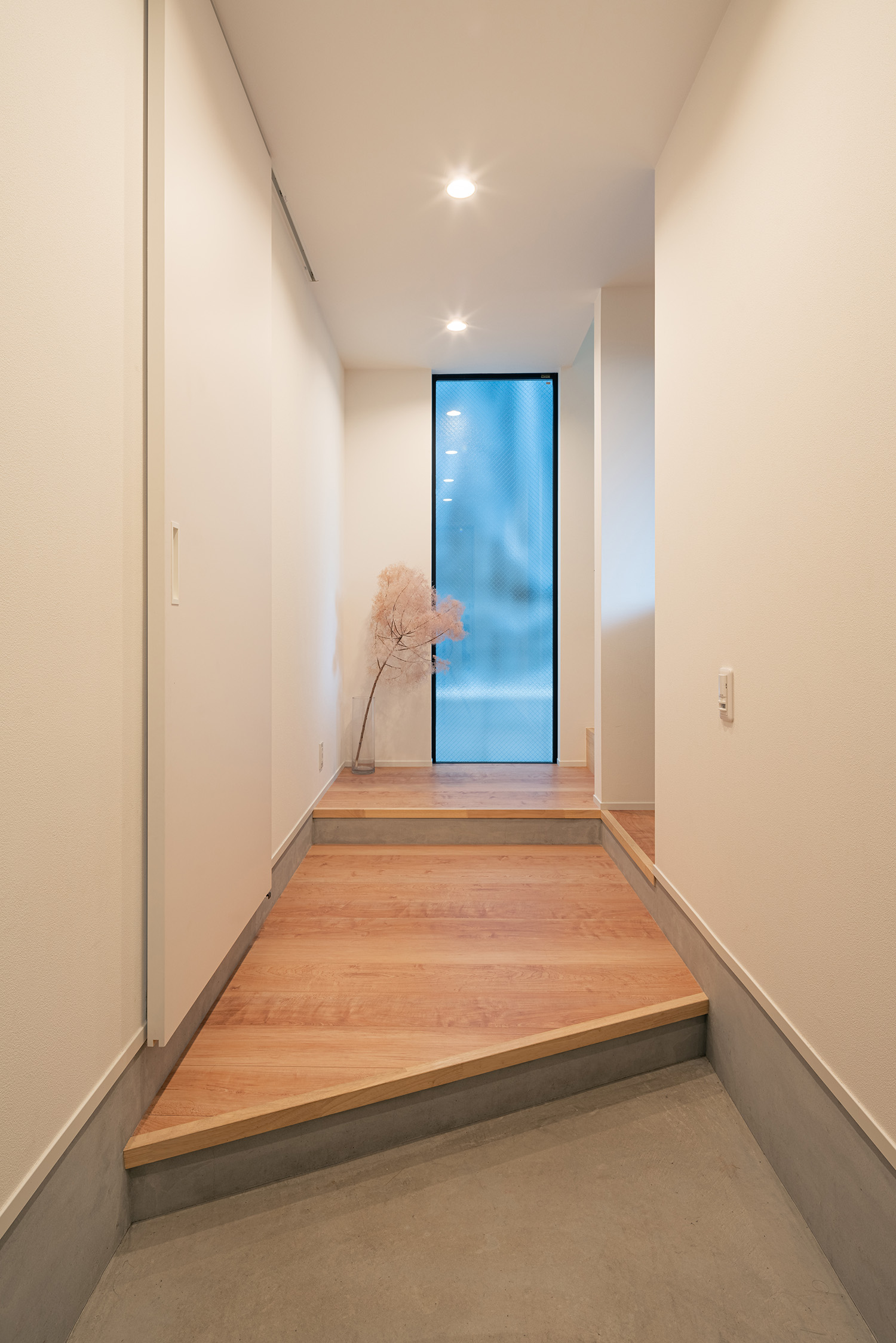 注文住宅・玄関・FIX窓・明るい玄関・狭小住宅 注文住宅・デザイン住宅建築実例_『CASE730 mist』_玄関