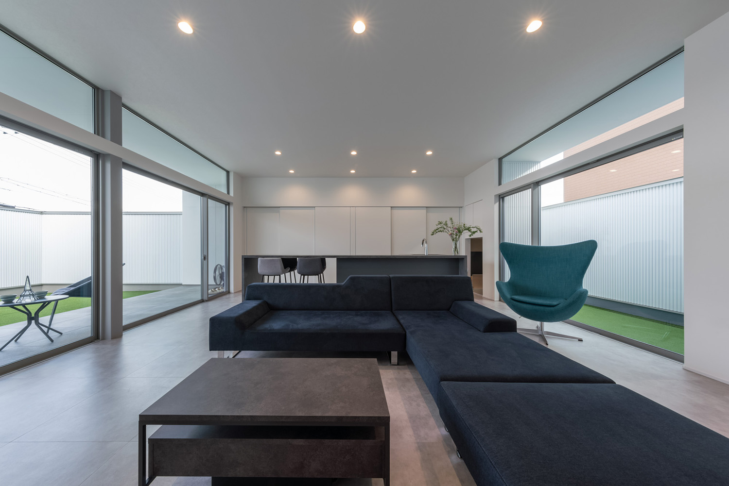 注文住宅・LDK・リビング・大きな窓のあるリビング・ホテルライク 注文住宅・デザイン住宅建築実例_『CASE739 like living in the sky』_LDK