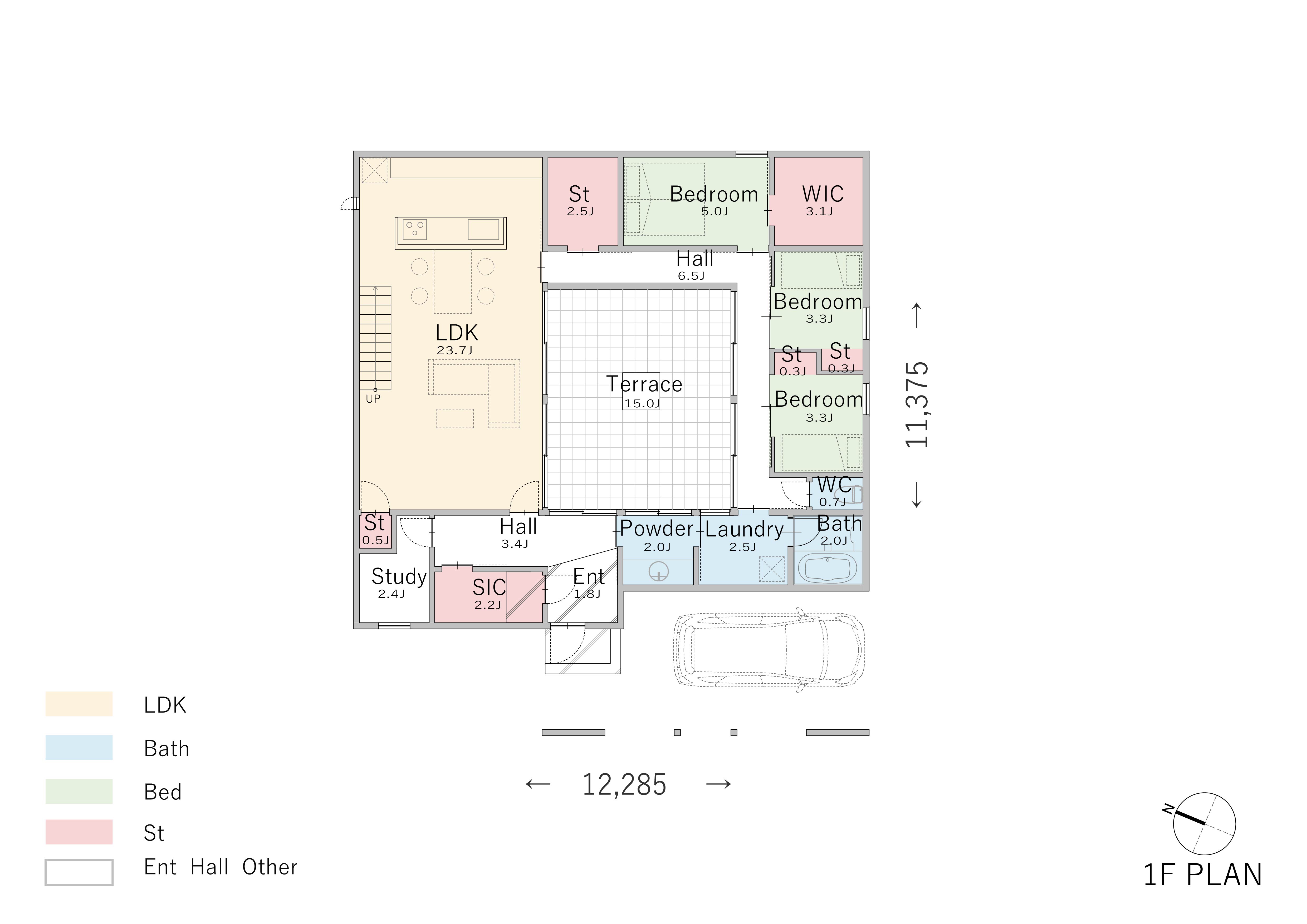 間取り②ロフトまでアクセスのしやすい平屋