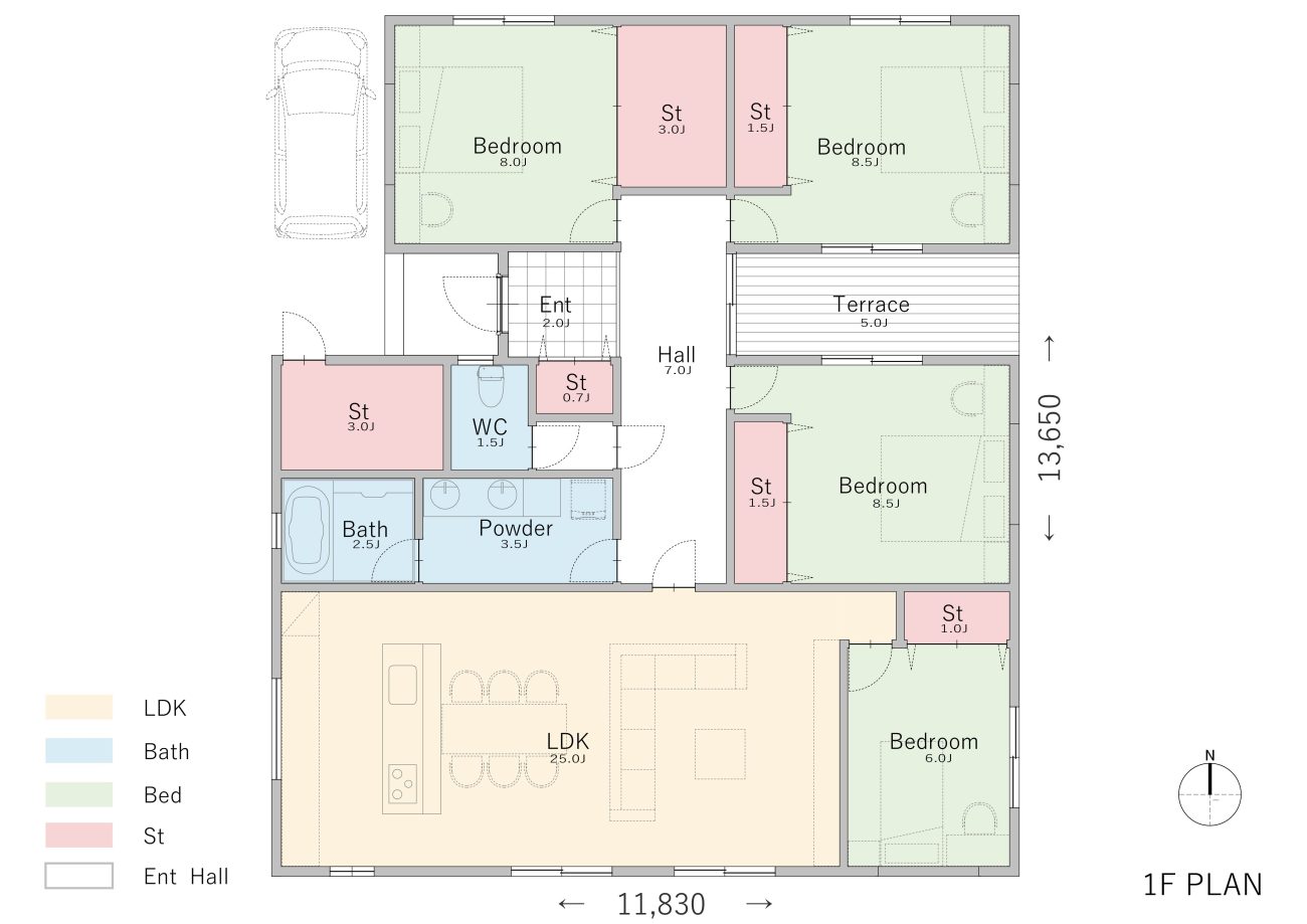実例④視線が抜ける開放的な中庭