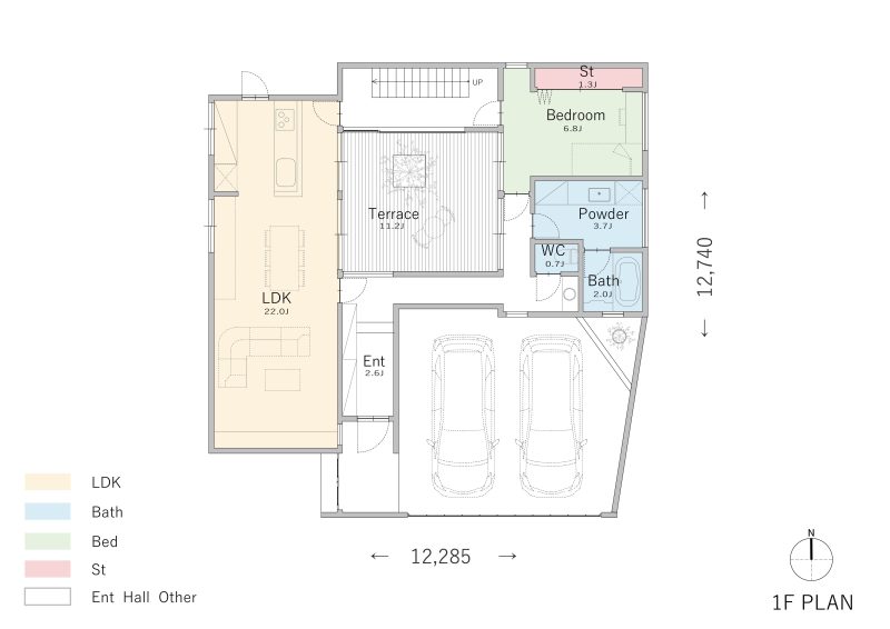 【2階建て】家の中で常に開放感のある中庭のある家