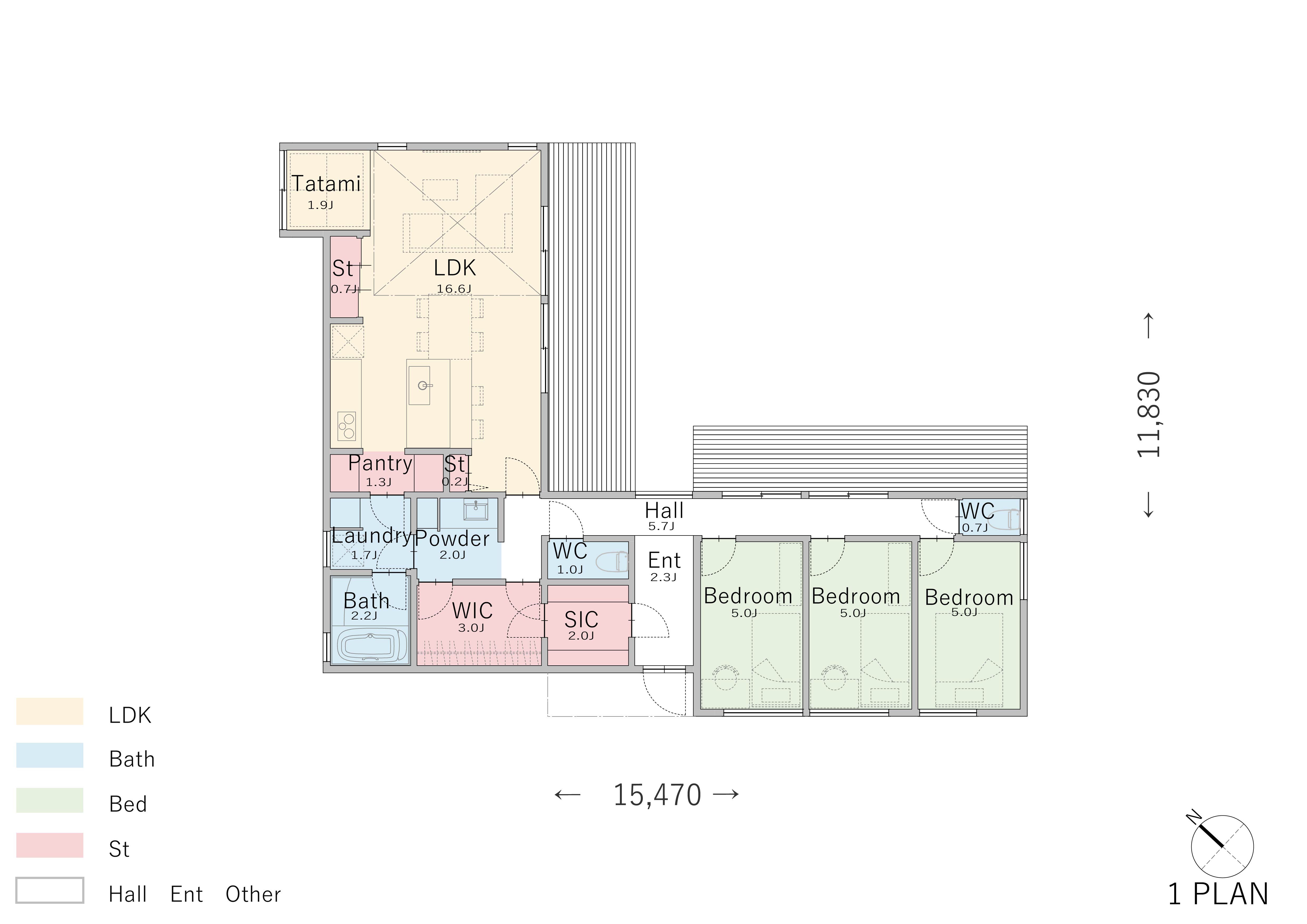 ウォークインクローゼットと連携させた洗面所