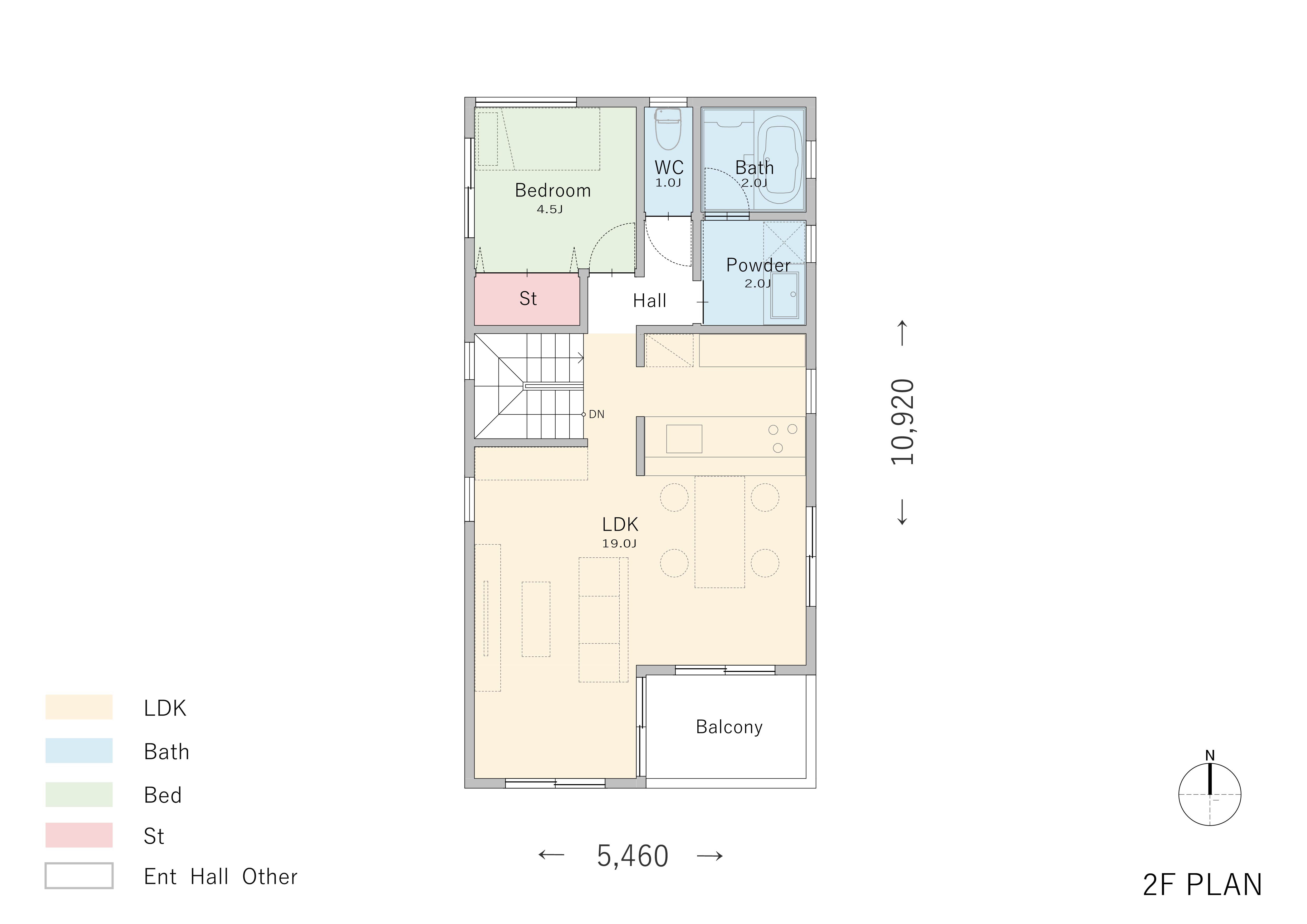 テラスとバルコニーを効果的に配置した2階リビングの家2