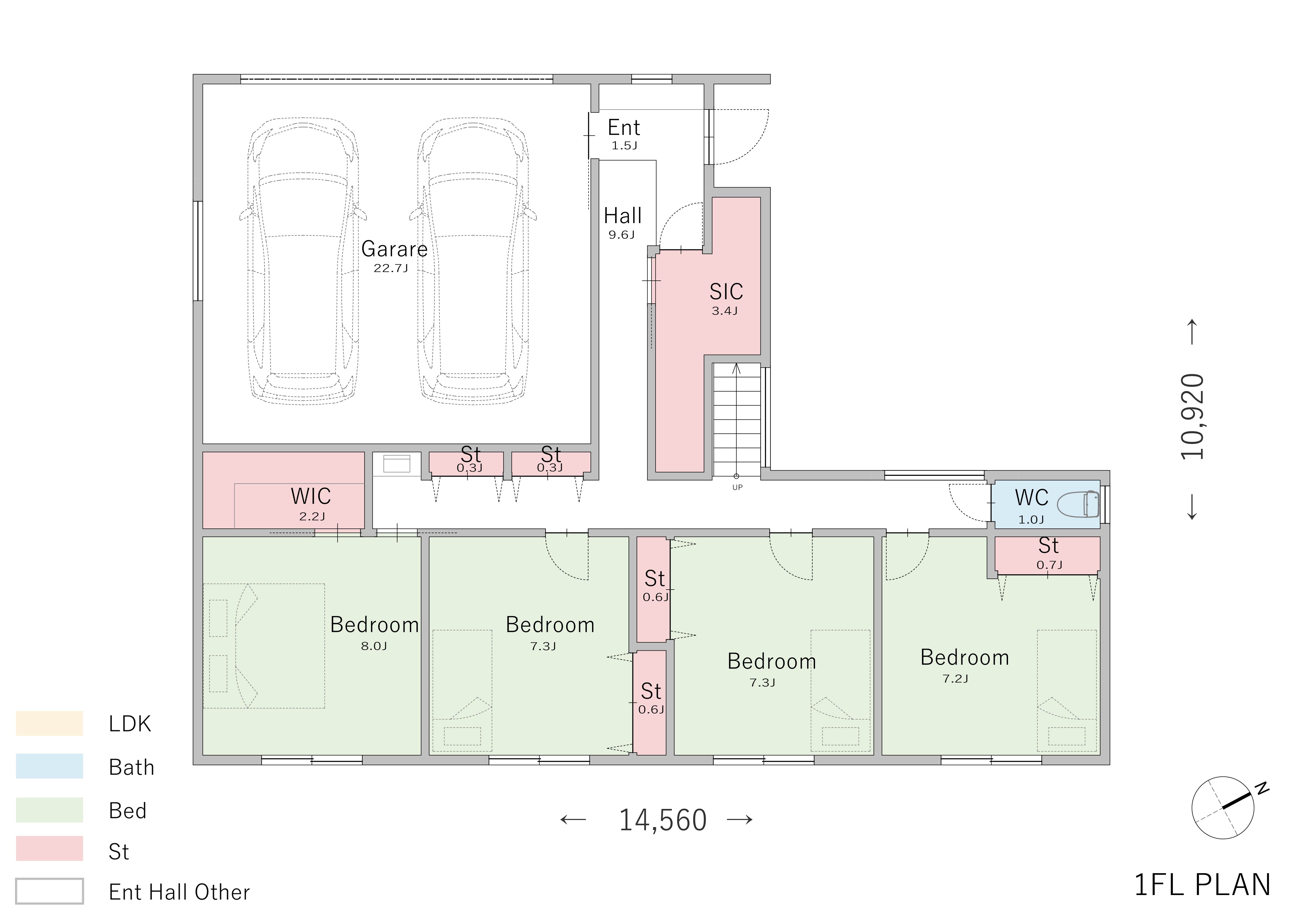 間取り⑧大胆に空間を確保したビルトインガレージの家