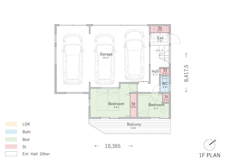 【3LDK】3台分のビルトインガレージと2階LDKでプライバシーと開放感を両立した住まい