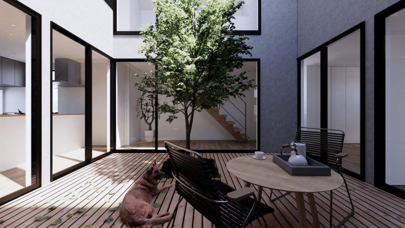 【2階建て】家の中で常に開放感のある中庭のある家3