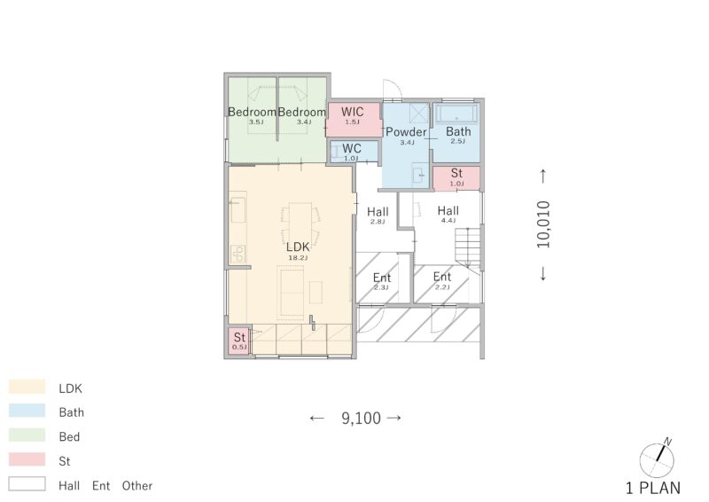 【28坪】スキップフロアで空間を有効活用した二階建て