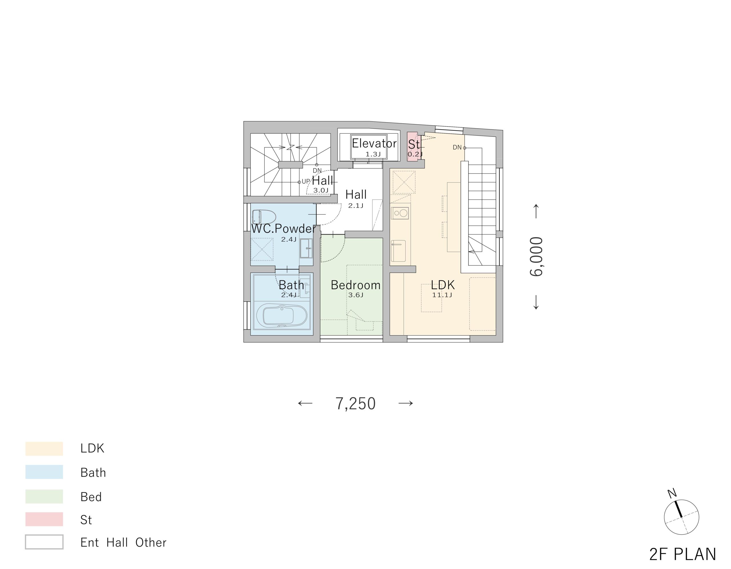左右分離：狭小地を活用したエレベーター付きの4階建て2