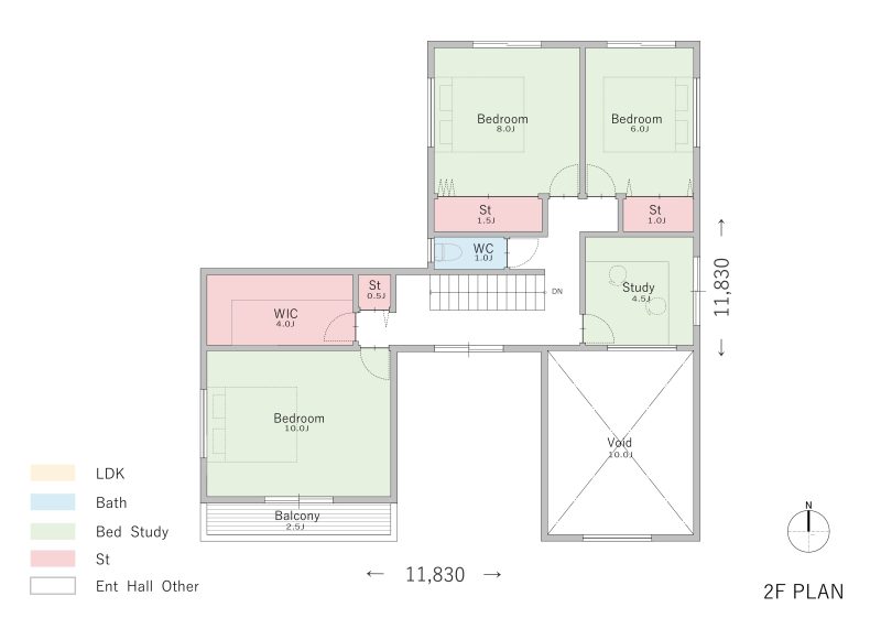【2階建て】空間にメリハリが生まれる中庭のある家2