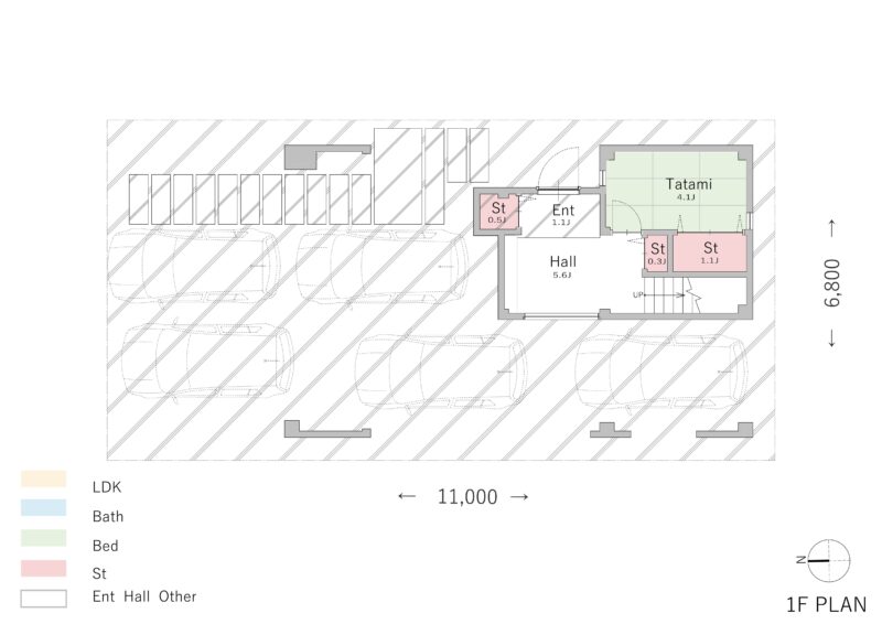 間取り⑥家事効率の良い三階建てガレージハウス