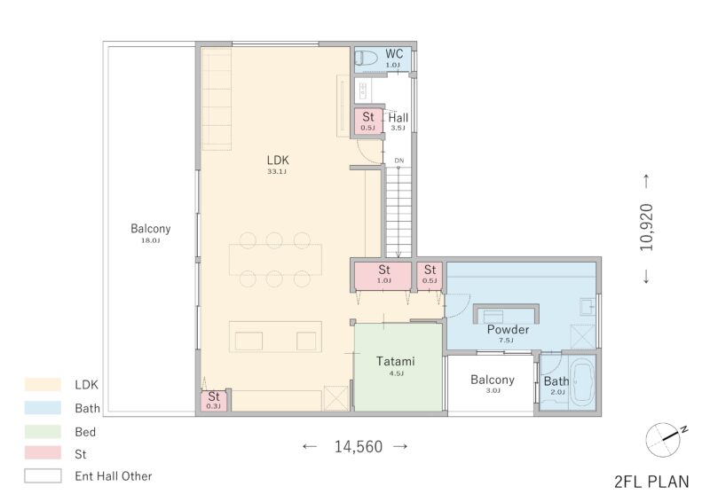 【5LDK】ビルトインガレージと2階LDKで快適に暮らす、収納充実の間取り２