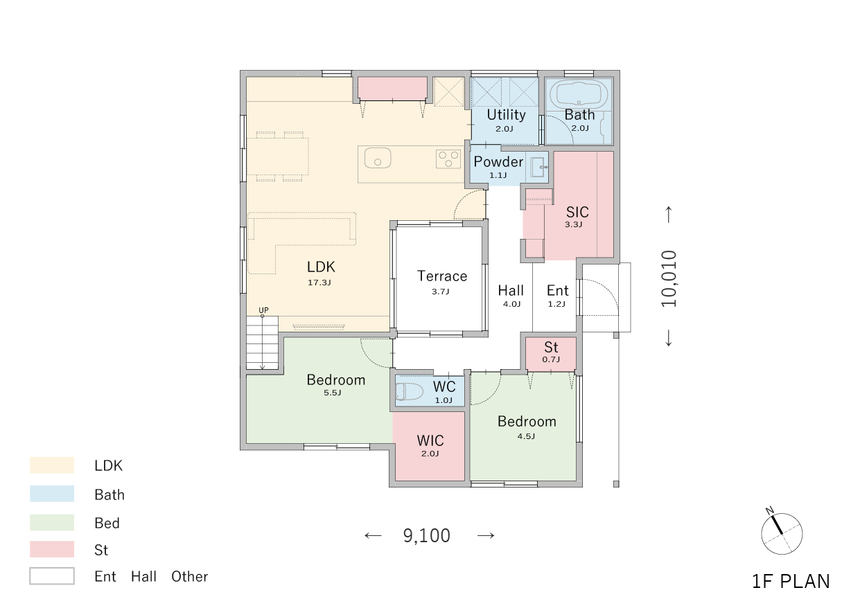 水回りに回遊性があり家事がスムーズにできる間取り
