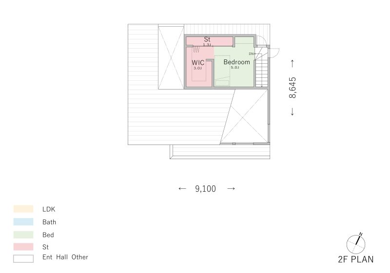 開放的な吹き抜けのある狭小住宅の間取り2