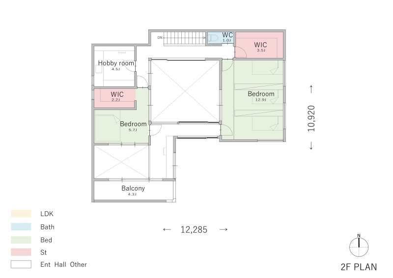 【2階建て】家の中で常に開放感のある中庭のある家2