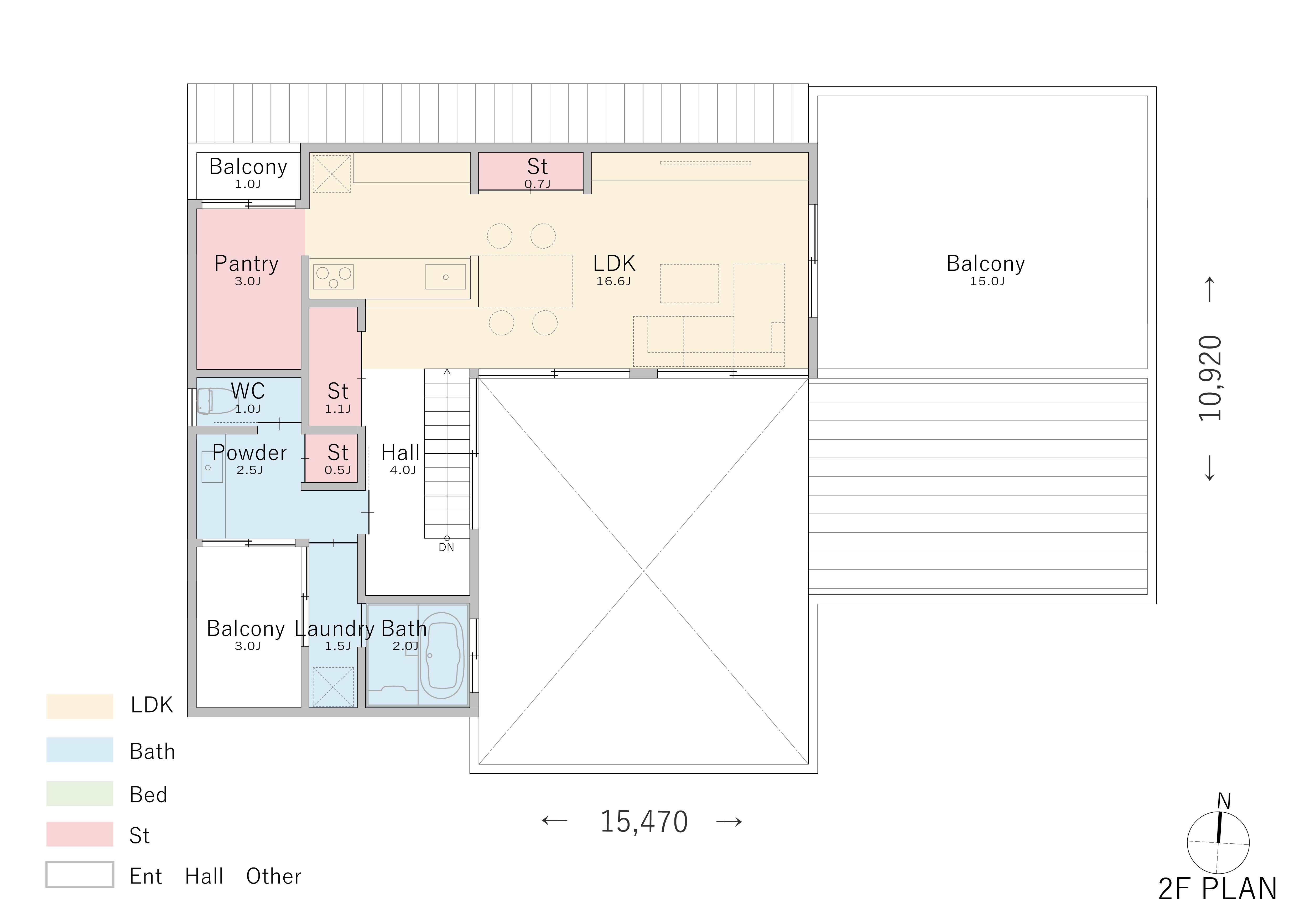 庭を見下ろす2階リビングの家2