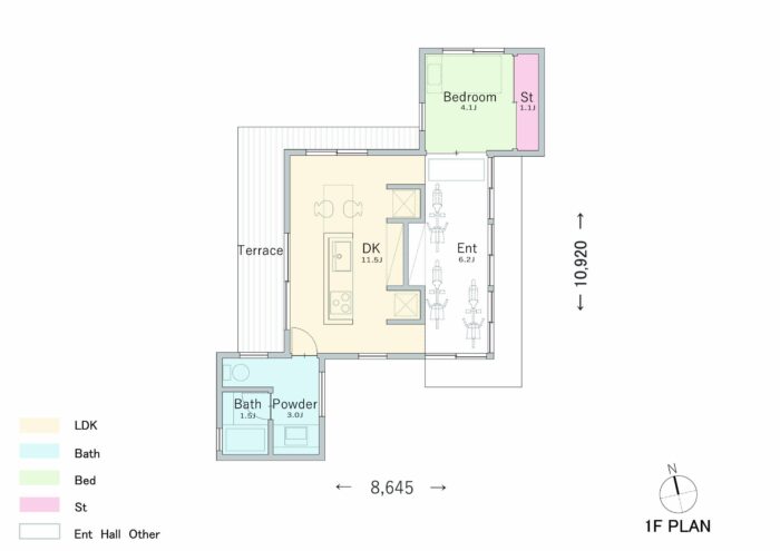 間取り①広々土間玄関のある効率的な平屋【13.9坪】